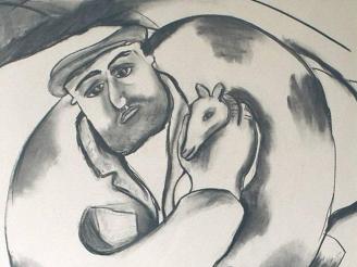 Shepherd charcoal on paper by (c) Jelila 1994.  All Rights Reserved.  Click to see more of my art! Jelila - www.jelila.com